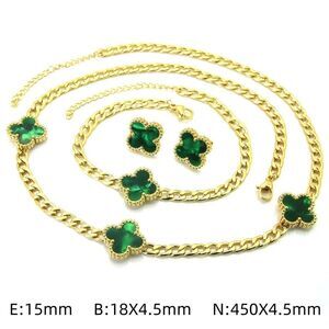 Emerald Green Clover Jewelry Set 18K GP